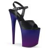 Pleaser Shoes FLAMINGO-809BP Black Faux Leather/Blue-Purple Ombre Platform Sandal 2 Pleaser Shoes FLAMINGO-809BP Black Faux Leather/Blue-Purple Ombre Platform Sandal