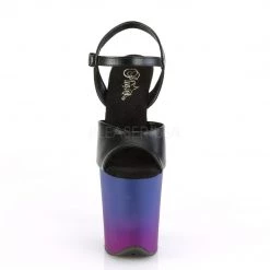 Pleaser Shoes FLAMINGO-809BP Black Faux Leather/Blue-Purple Ombre Platform Sandal