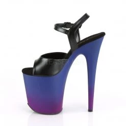 Pleaser Shoes FLAMINGO-809BP Black Faux Leather/Blue-Purple Ombre Platform Sandal