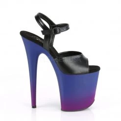 Pleaser Shoes FLAMINGO-809BP Black Faux Leather/Blue-Purple Ombre Platform Sandal