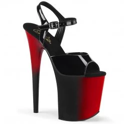 Pleaser Shoes FLAMINGO-809BR Black Patent/Red-Black Platform Sandal
