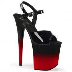 Pleaser FLAMINGO-809BR-H Black Patent-Red Platform Sandal Shoes