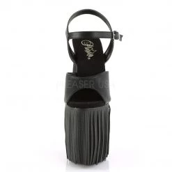 Pleaser Shoes FLAMINGO-809FRG Black Faux Leather Platform Sandal