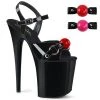 Pleaser FLAMINGO-809GB Black Patent Platform Sandal