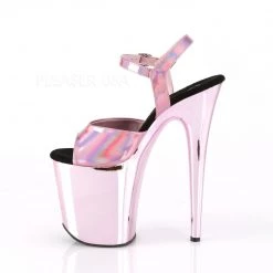 Pleaser FLAMINGO-809HG Baby Pink Hologram/Baby Pink Chrome Platform Sandal Shoes