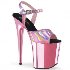 Pleaser FLAMINGO-809HG Baby Pink Hologram/Baby Pink Chrome Platform Sandal Shoes