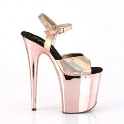 Pleaser FLAMINGO-809HG Rose Gold Hologram/Rose Gold Chrome Platform Sandal Shoes