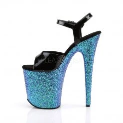 Pleaser FLAMINGO-809LG Black Patent/Blue Multi Glitter Platform Sandal 10 Pleaser FLAMINGO-809LG Black Patent/Blue Multi Glitter Platform Sandal