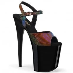 Pleaser Shoes FLAMINGO-809RBDT Rainbow Hologram/Black Platform Sandal