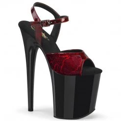 Pleaser FLAMINGO-809SP Red Snake Print Patent/Black Platform Sandal