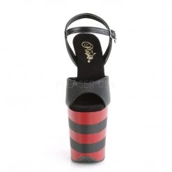 Pleaser FLAMINGO-809SR Black Faux Leather/DarkRed Platform Sandal Shoes