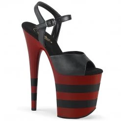 Pleaser FLAMINGO-809SR Black Faux Leather/DarkRed Platform Sandal Shoes