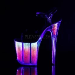 Pleaser Shoes FLAMINGO-809SRS Black Patent/Neon Multi SRS Platform Sandal