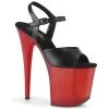 Pleaser FLAMINGO-809T Black Faux Leather/Frosted Red Platform Sandal Shoes