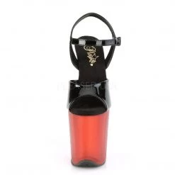 Pleaser FLAMINGO-809T Black Patent/Frosted Red Platform Sandal