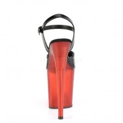Pleaser FLAMINGO-809T Black Patent/Frosted Red Platform Sandal