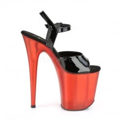 Pleaser FLAMINGO-809T Black Patent/Frosted Red Platform Sandal