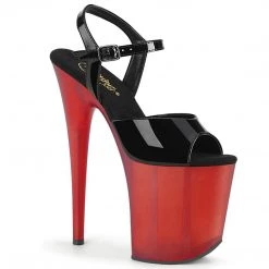 Pleaser FLAMINGO-809T Black Patent/Frosted Red Platform Sandal