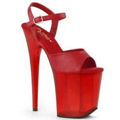 Pleaser Shoes FLAMINGO-809T Red Faux Leather/Frosted Red Platform Sandal
