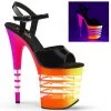 Pleaser FLAMINGO-809UVLN Black Patent/Neon-UVLN Platform Sandal Shoes