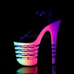 Pleaser FLAMINGO-809UVLN Black Patent/Neon-UVLN Platform Sandal Shoes