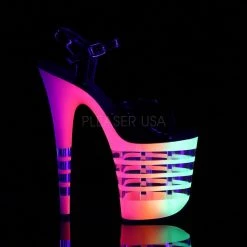 Pleaser FLAMINGO-809UVLN Black Patent/Neon-UVLN Platform Sandal Shoes