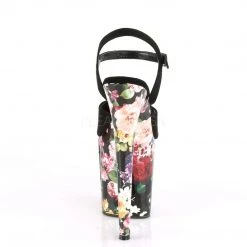 Pleaser FLAMINGO-809WR Black Faux Suede/Flower Print Wrapped Platform Sandal