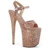 Pleaser FLAMINGO-810LG Rose Gold Glitter/Rose Gold Glitter Platform Sandal Shoes