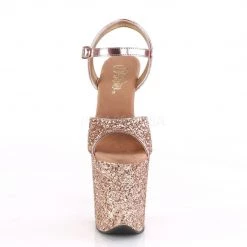 Pleaser FLAMINGO-810LG Rose Gold Glitter/Rose Gold Glitter Platform Sandal Shoes