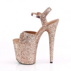 Pleaser FLAMINGO-810LG Rose Gold Glitter/Rose Gold Glitter Platform Sandal Shoes
