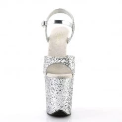 Pleaser Coming Soon (Pre-Order) FLAMINGO-810LG Silver Glitter Platform Sandal