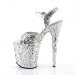 Pleaser Coming Soon (Pre-Order) FLAMINGO-810LG Silver Glitter Platform Sandal