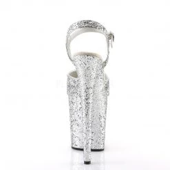 Pleaser Coming Soon (Pre-Order) FLAMINGO-810LG Silver Glitter Platform Sandal