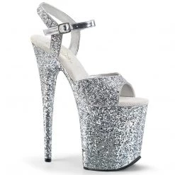 Pleaser Coming Soon (Pre-Order) FLAMINGO-810LG Silver Glitter Platform Sandal