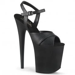 Pleaser Shoes FLAMINGO-816 Black Faux Leather Platform Sandal