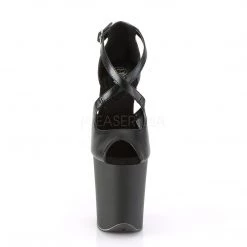 Pleaser Mid-Calf Boots FLAMINGO-821 Black Faux Leather Platform Sandal