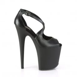 Pleaser Mid-Calf Boots FLAMINGO-821 Black Faux Leather Platform Sandal