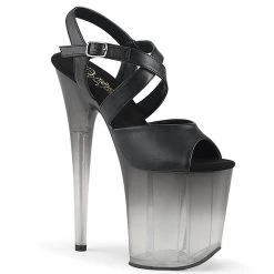 Pleaser Shoes FLAMINGO-822T Black Faux Leather/Faded Black Platform Sandal
