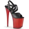 Pleaser FLAMINGO-822T Black Faux Leather/Frosted Red Platform Sandal