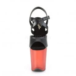 Pleaser FLAMINGO-822T Black Faux Leather/Frosted Red Platform Sandal