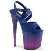 Pleaser Shoes FLAMINGO-822T Blue Faux Leather/Blue-Purple Ombre Platform Sandal