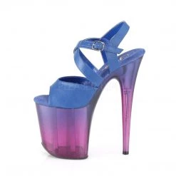 Pleaser Shoes FLAMINGO-822T Blue Faux Leather/Blue-Purple Ombre Platform Sandal