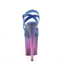 Pleaser Shoes FLAMINGO-822T Blue Faux Leather/Blue-Purple Ombre Platform Sandal