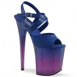 Pleaser Shoes FLAMINGO-822T Blue Faux Leather/Blue-Purple Ombre Platform Sandal