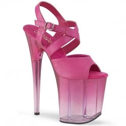 Pleaser FLAMINGO-822T Fuchsia Faux Leather/Faded Fuchsia Platform Sandal Shoes