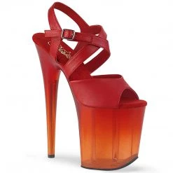 Pleaser Shoes FLAMINGO-822T Red Faux Leather/Faded Red Platform Sandal