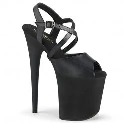 Pleaser Shoes FLAMINGO-824 Black Faux Leather Platform Sandal