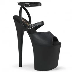 Pleaser FLAMINGO-829 Black Faux Leather Platform Sandal Shoes