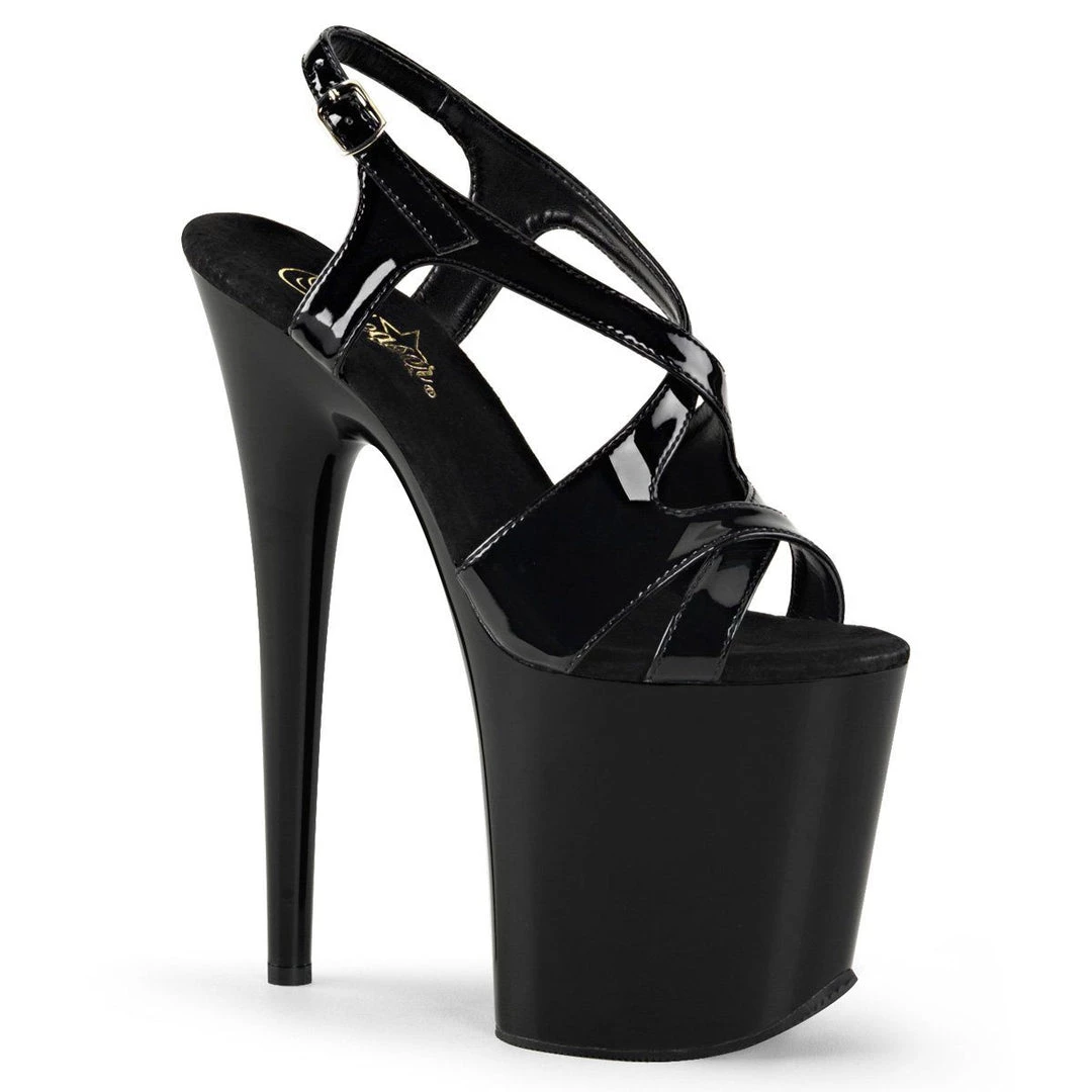 Pleaser FLAMINGO-831 Black Patent Platform Sandal 8 Pleaser FLAMINGO-831 Black Patent Platform Sandal