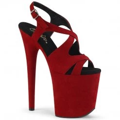 Pleaser Shoes FLAMINGO-831FS Red Faux Suede/Red Faux Suede Platform Sandal